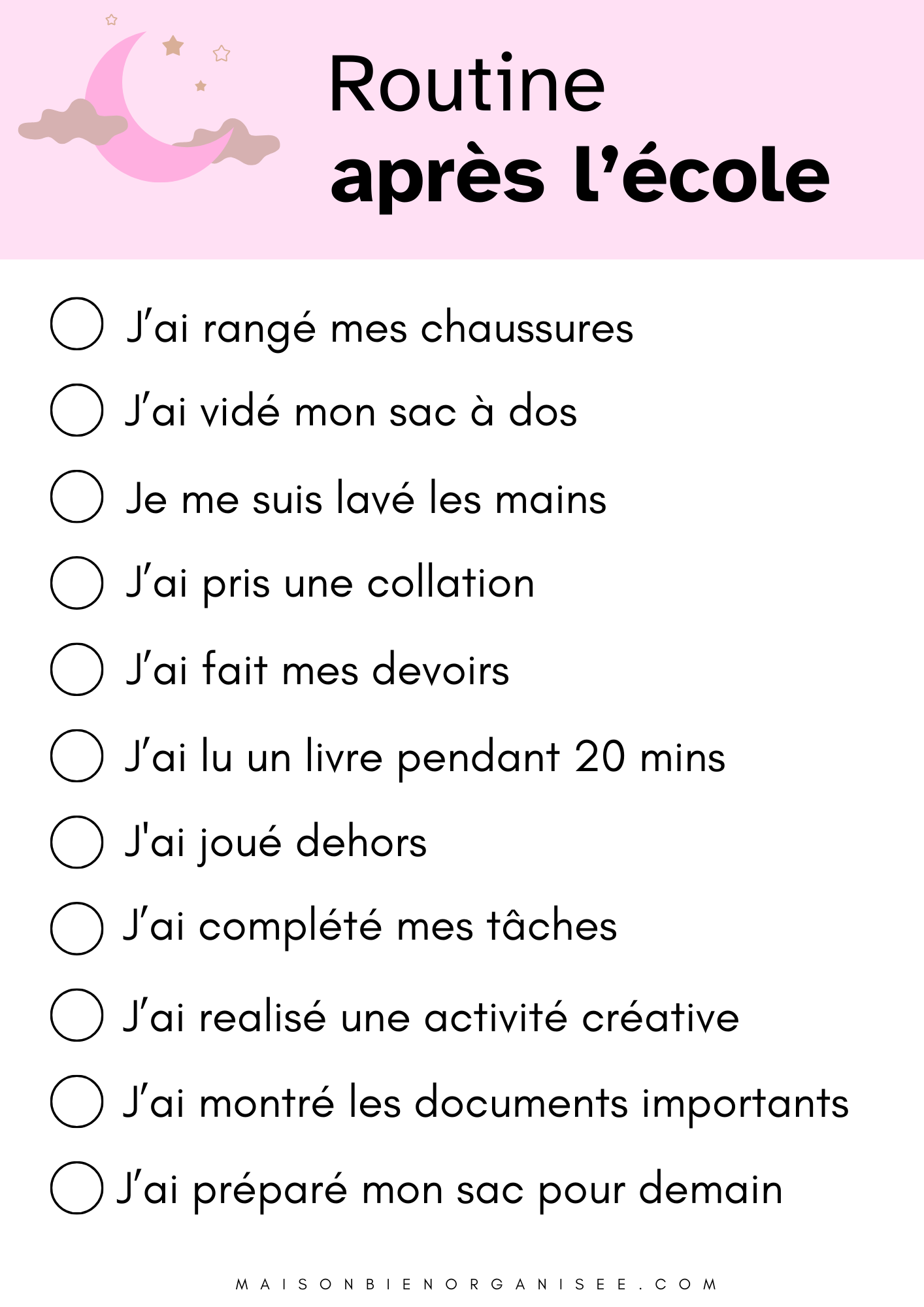 Une routine après l école pour une année scolaire réussie des