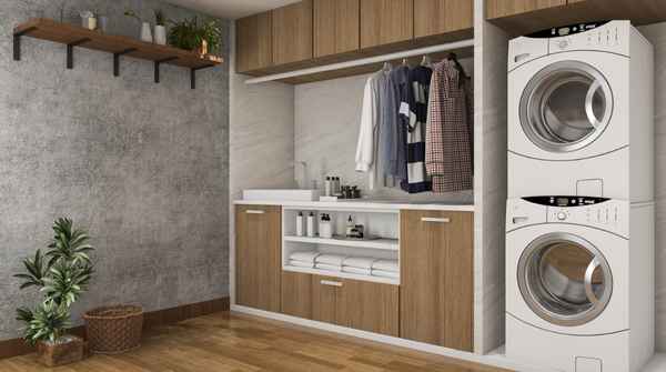 laundry room brown white