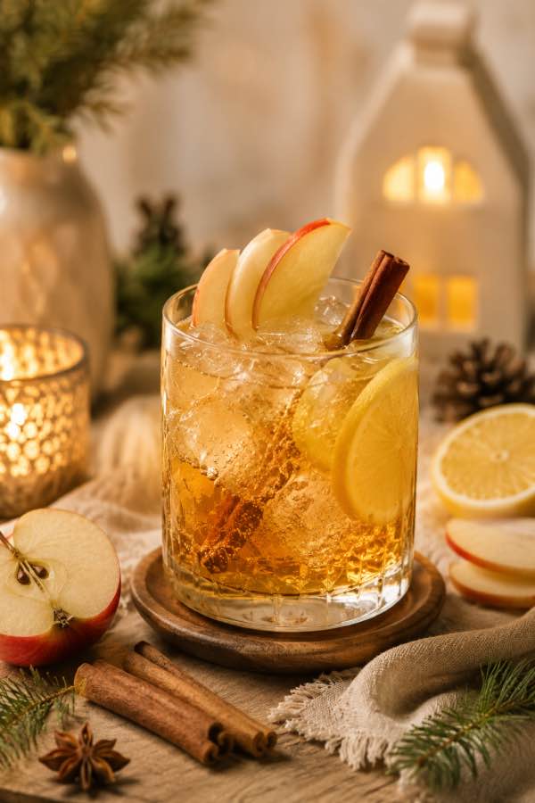 Mocktail pomme, canneberge et romarin