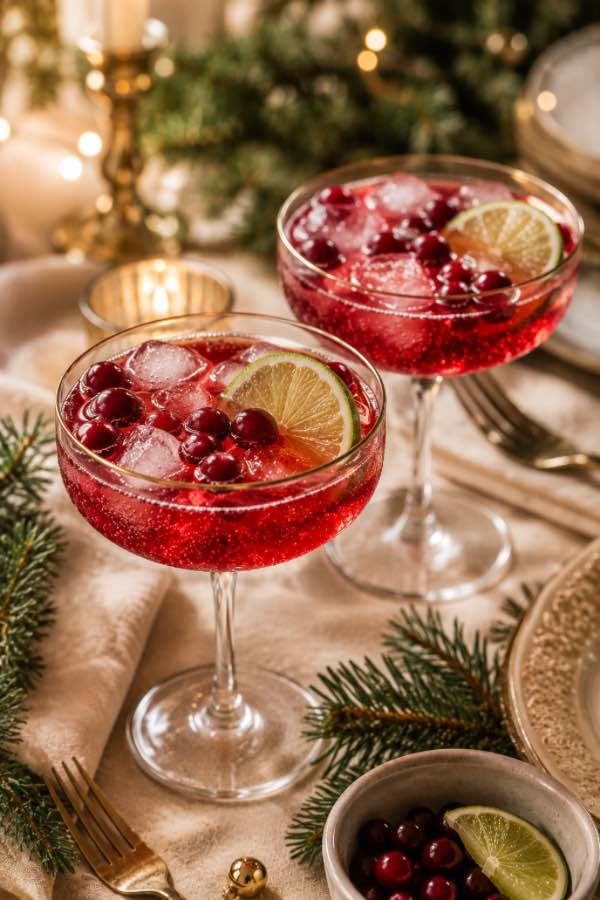 Mocktail pomme, canneberge et romarin