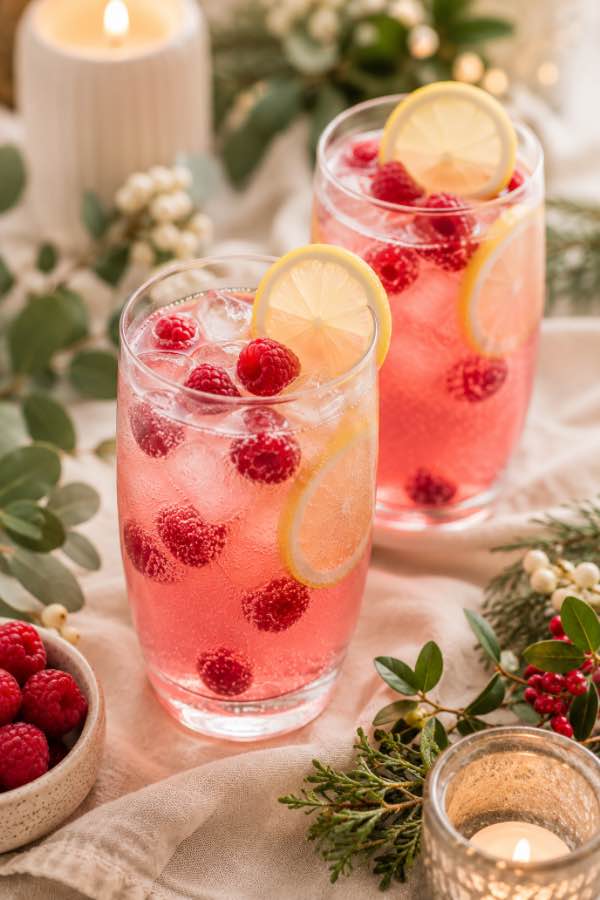 Mocktail pomme, canneberge et romarin