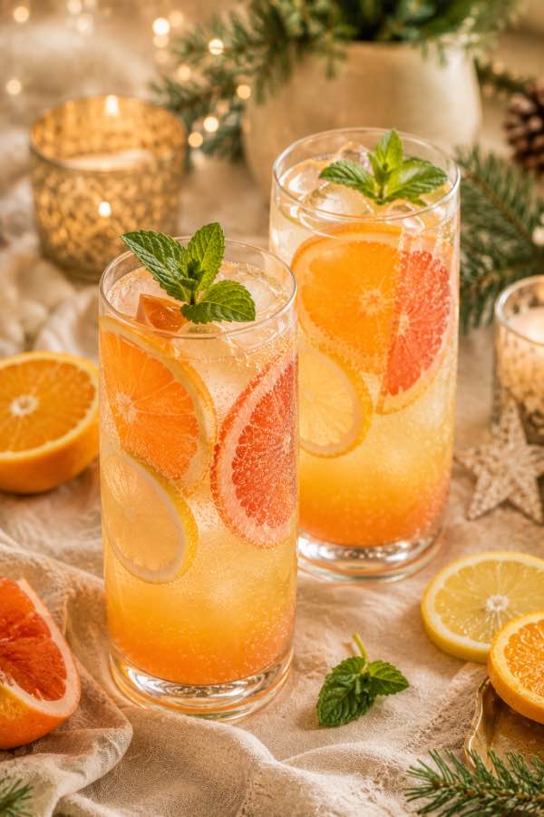 Mocktail pomme, canneberge et romarin